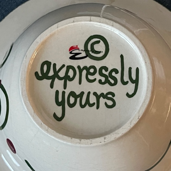 Expressly Yours Pottery Snowman Round Bowl Serving Christmas Candy 8.75" X 3.25" - Picture 7 of 7